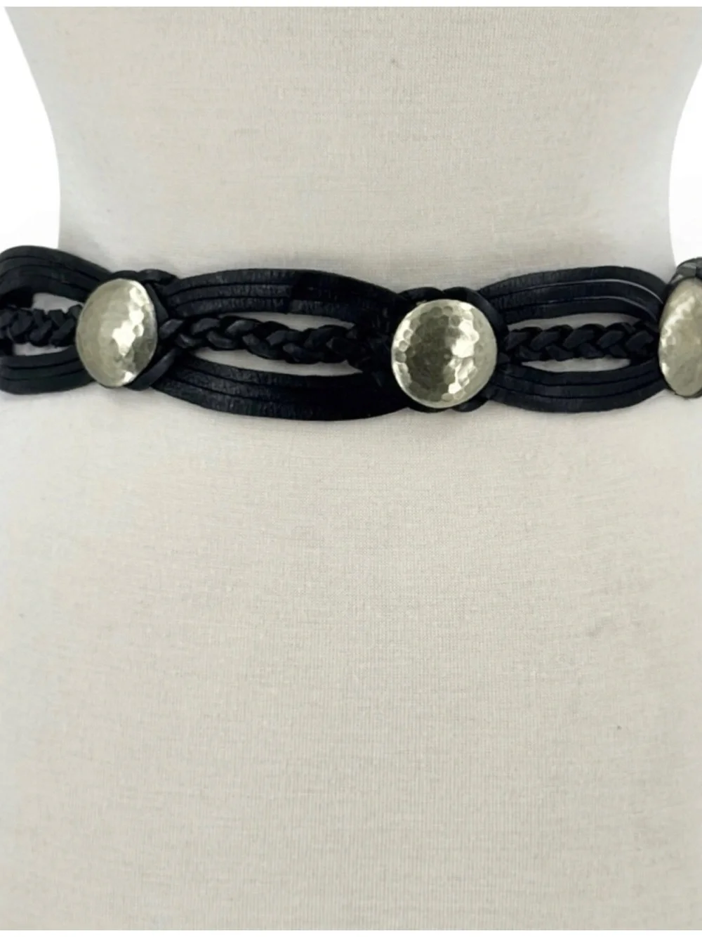 Vintage Woven Leather Concho Belt
